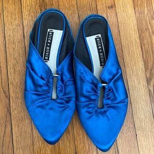 Brand New Never Work Alice & Olivia Blue Satin Kitten Heels